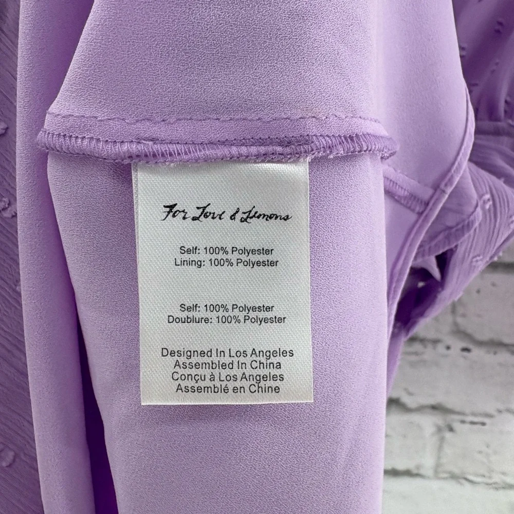 For Love And Lemons Tarta Long Sleeve Mini‎ Dress Swiss Dots Purple Medium